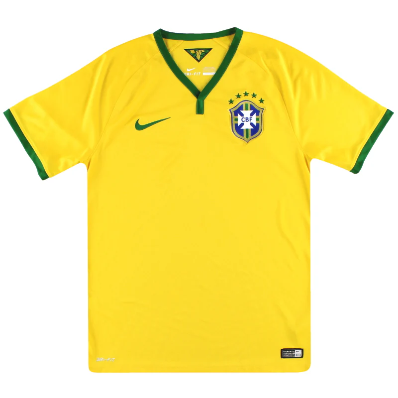 Genuine 2014 BRAZIL RETRO HOME SHIRT - Official Replica 4803