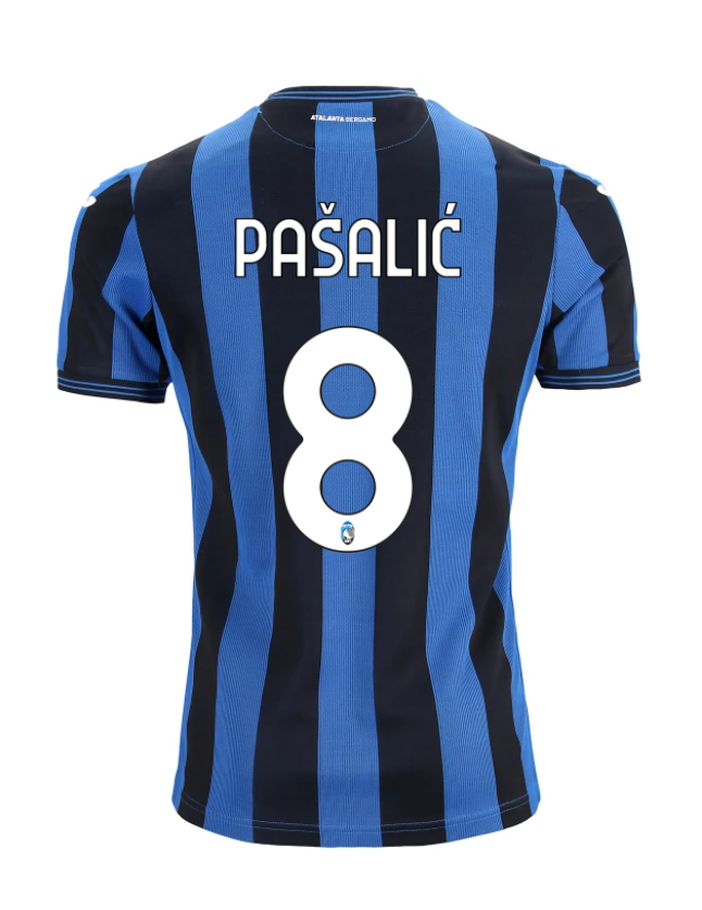 Atalanta's 24-25 Home Jersey featuring PAŠALIĆ with the number 8