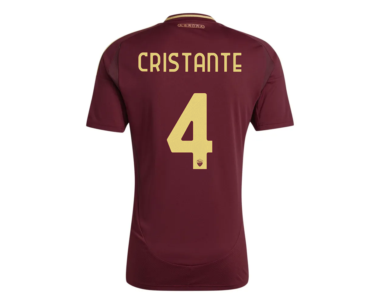 AS Roma's 24-25 Home Jersey featuring CRISTANTE with the number 4