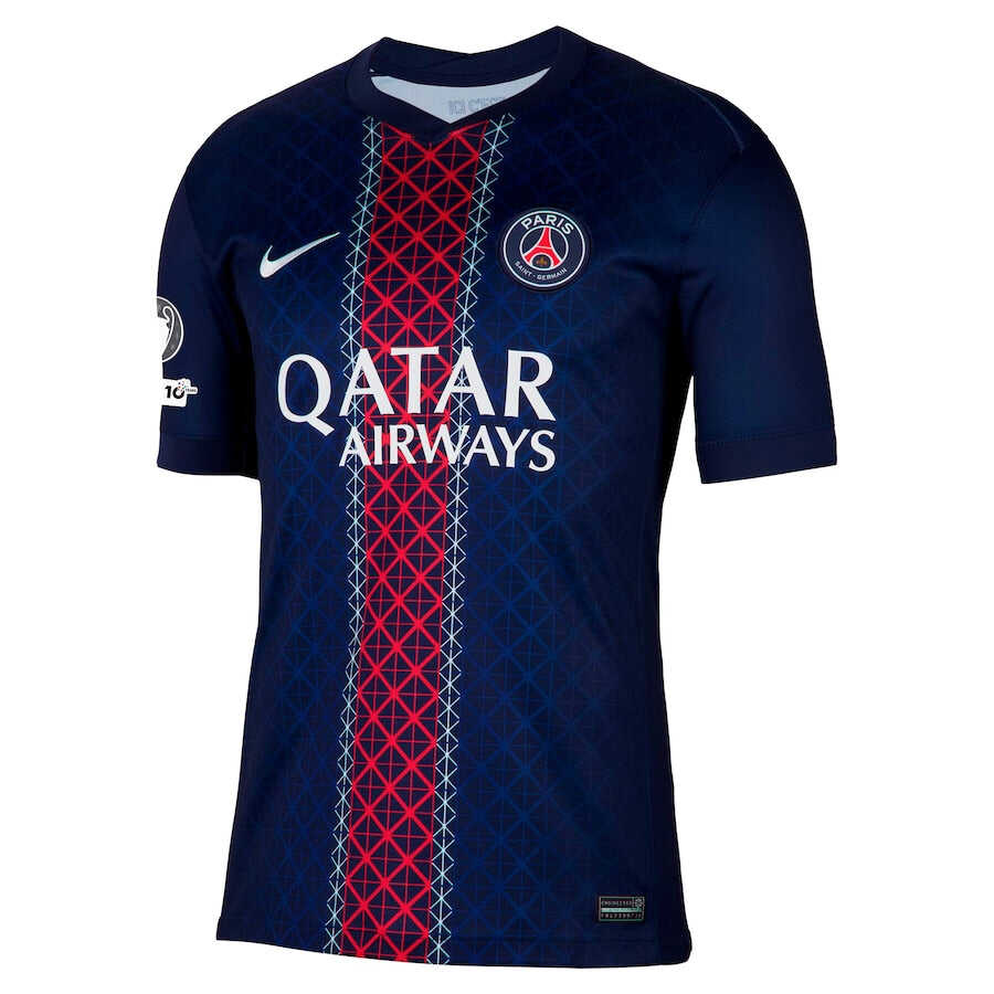 PSG Home Match Shirt 2025-26 with Champions League and UEFA Foundation