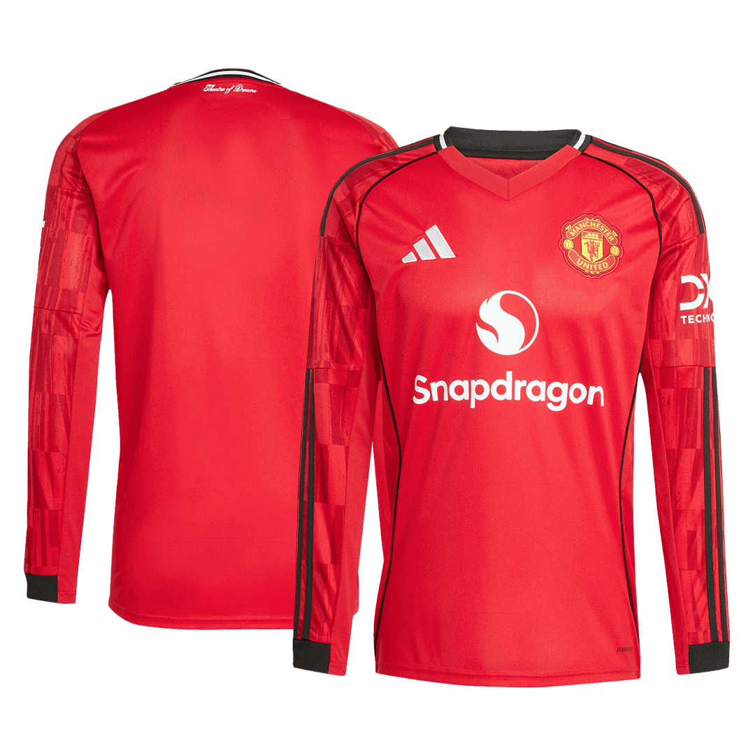 Manchester United Home Long Sleeve Soccer Jersey 2025/26
