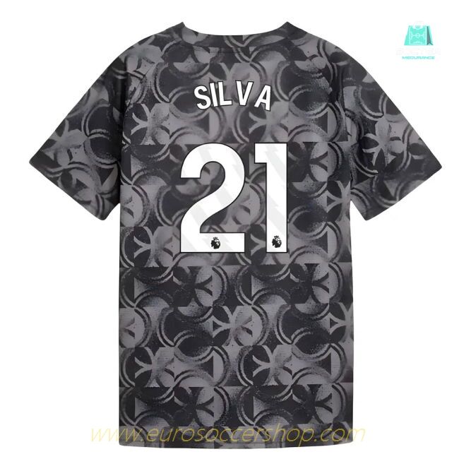 2025-2026 Man City Warm Up Jersey (Black) - Kids (Silva 21)