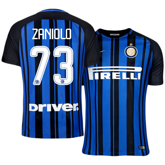 Inter Milan Home 201718 73 Nicolo Zaniolo Soccer Jersey Shirt -