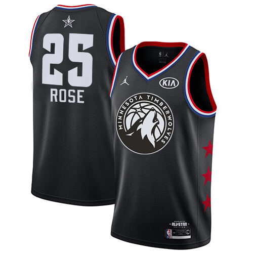 T-Wolves Derrick Rose #25 Durable 2019 Icon NBA Swingman Jersey Black