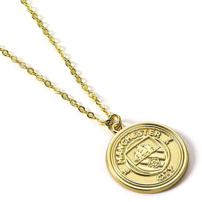 retro Manchester City FC Gold Finish Crest Necklace