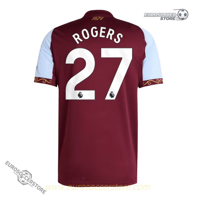 Aston Villa 25-26 Season Home Jersey with ROGERS 27 Printing