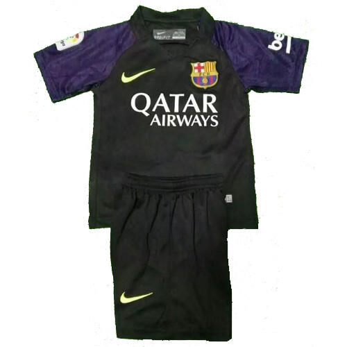 Kids Barcelona Black Goalkeeper 201617 Soccer KitsShirtShorts -