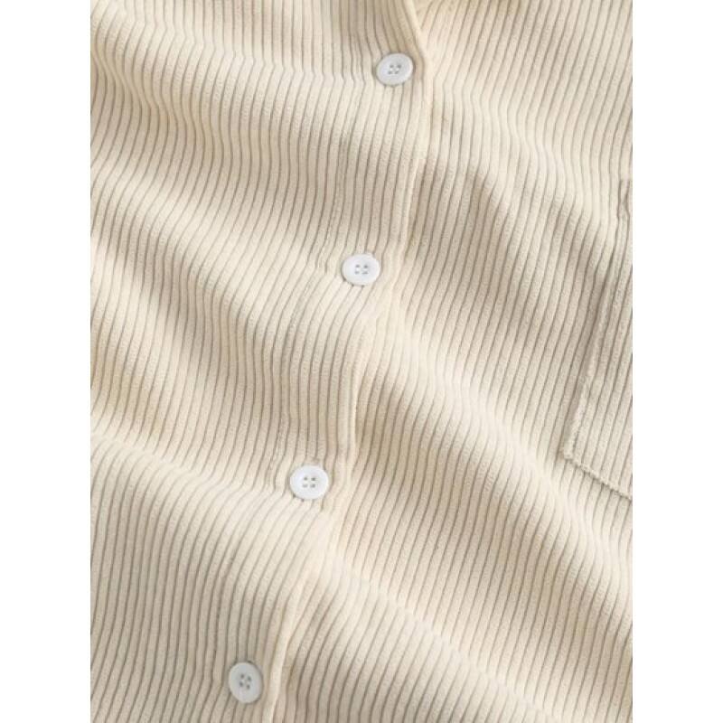 Front Pocket Corduroy Button Down Shirt KG9209