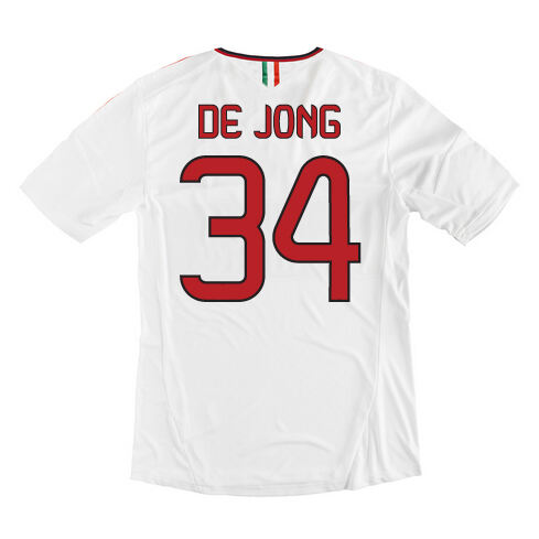 13-14 AC Milan 34 De Jong Away White Soccer Shirt - Official Replica