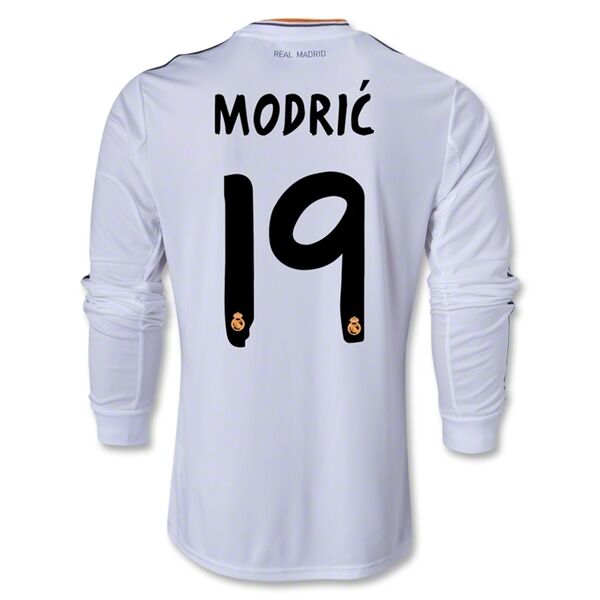 13-14 Real Madrid 19 MODRIC Home Long Sleeve Jersey Shirt - Official