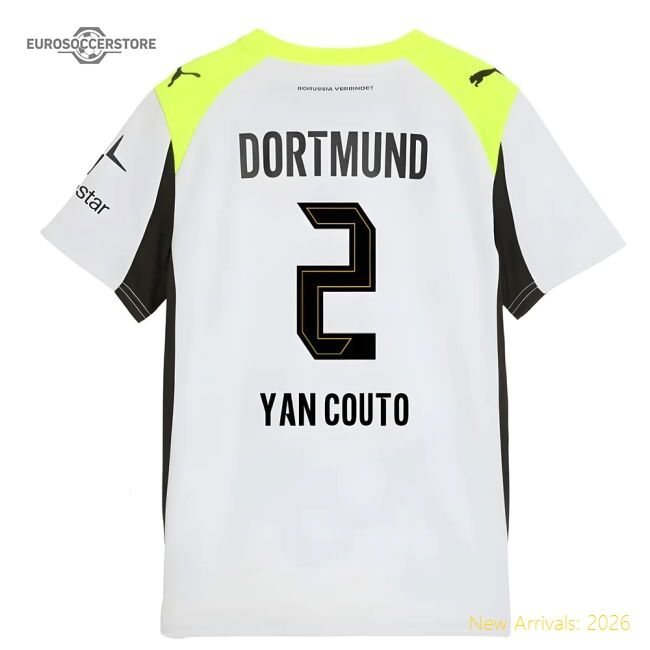 Top-grade 2025-2026 Borussia Dortmund Away Shirt (kids) (yan Couto 2)