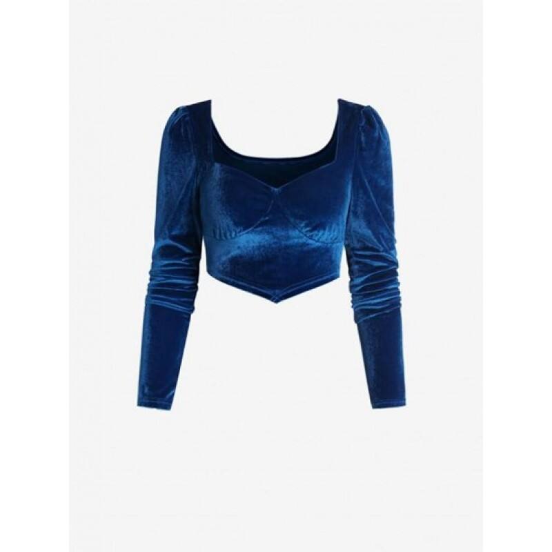 Velour Scarf Hem Crop T Shirt JW3376