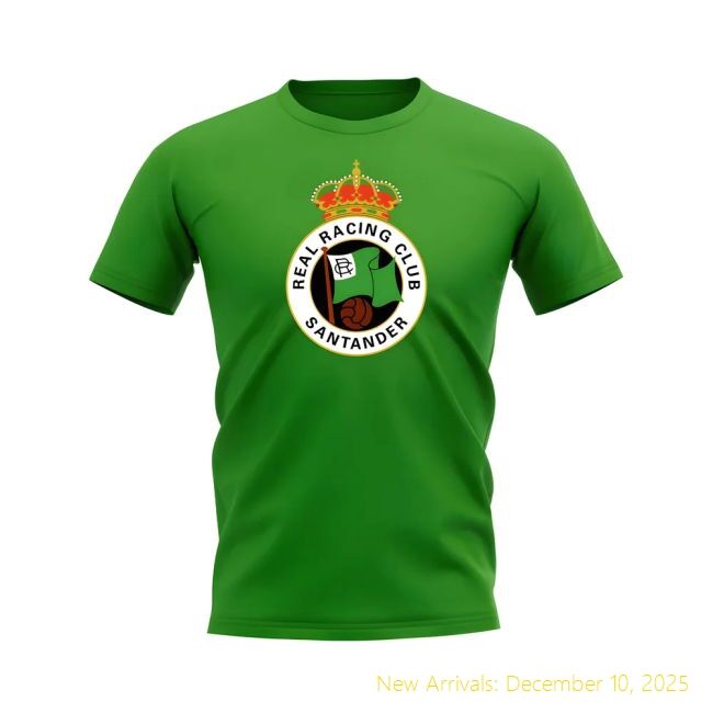 Racing Santander Badge T-High-Quality Shirt (Green) - Competitive