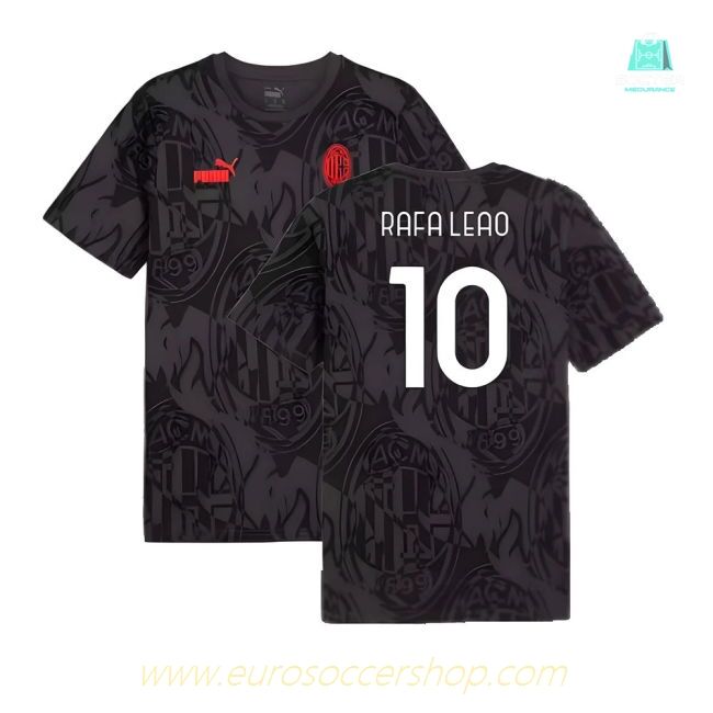 2024-2025 AC Milan ftblCulture Tee AOP (Black) (Rafa Leao 10)