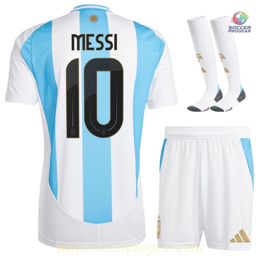 Argentina Home Kids' Soccer Uniform Team Jersey 2024-25 Edition Messi