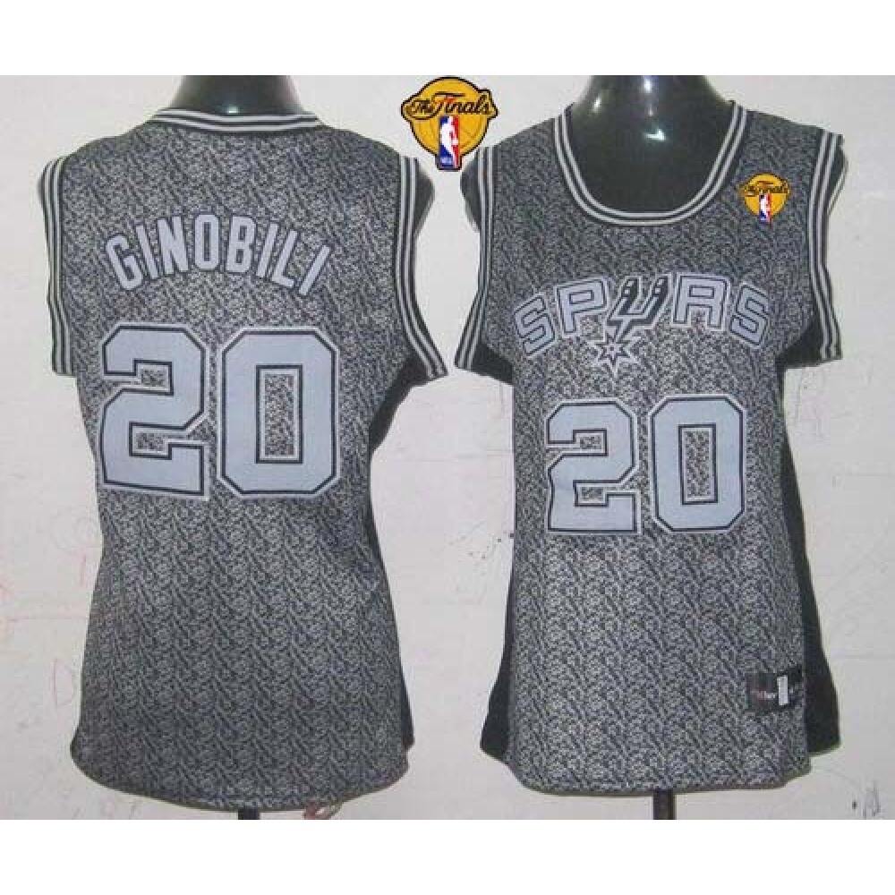 Spurs #20 Manu Ginobili Grey With Finals Patch Women's Static Fashion Stitched NBA Jersey
