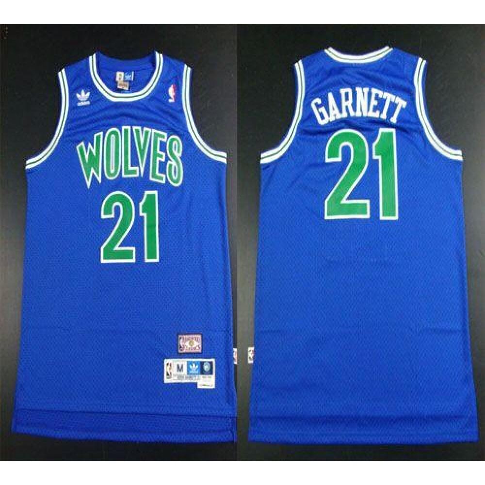 Timberwolves #21 Retro Garnett Blue Throwback Stitched NBA Jersey