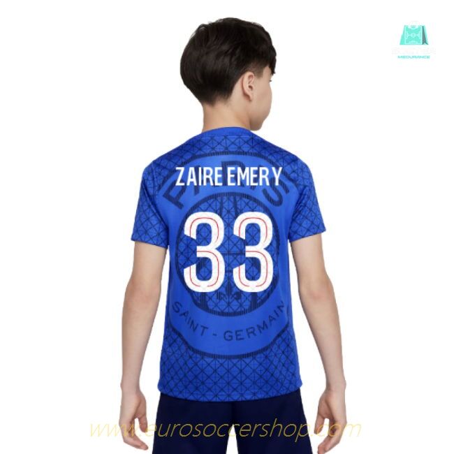 2025-2026 PSG Academy Pro Home Pre Match Shirt (Royal) - Kids (Zaire Emery 33)