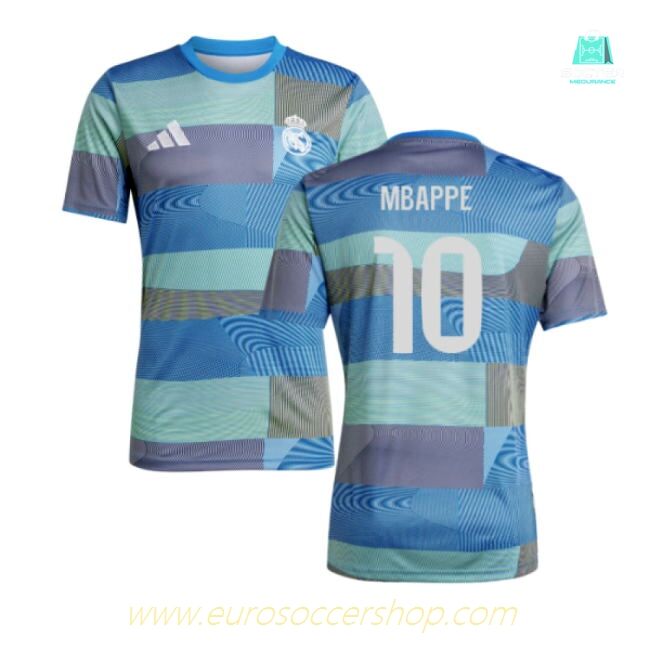 2025-2026 Real Madrid Pre-Match Shirt (Blue) (Mbappe 10)