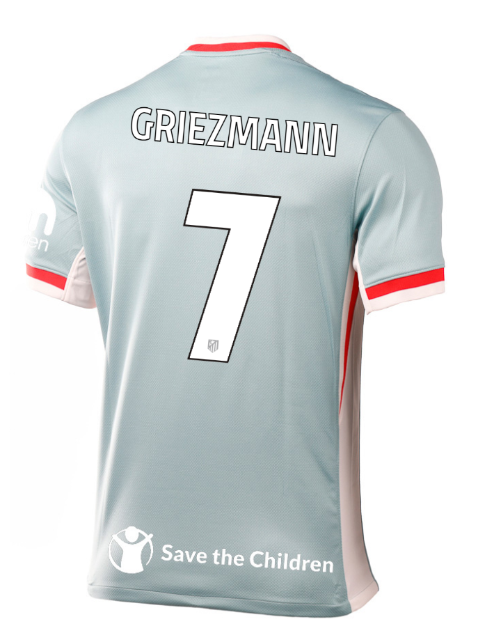 Atletico Madrid's 24-25 Away Champions League Jersey featuring GRIEZMANN with the number 7