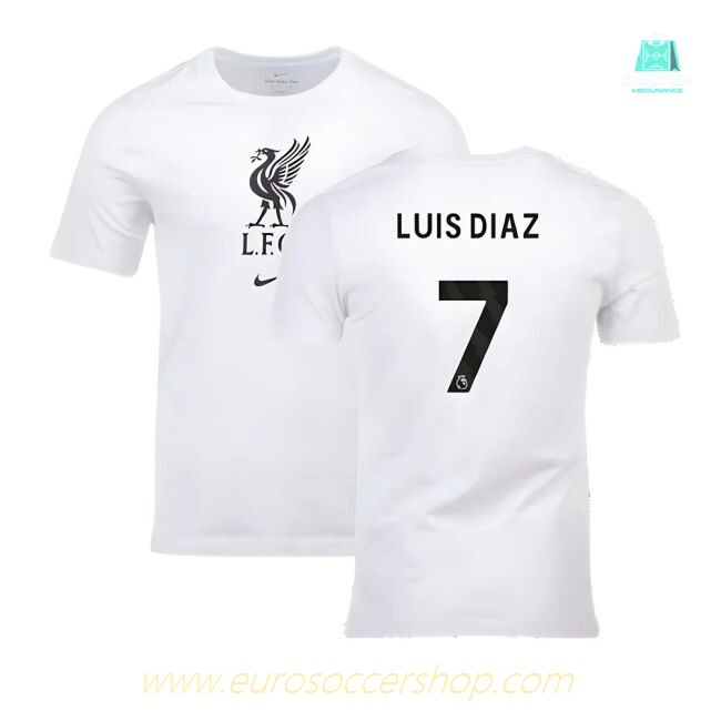 2023-2024 Liverpool Crest Tee (White) (Luis Diaz 7)