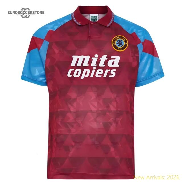 Authentic Score Draw Aston Villa 1990 Retro Football Shirt (grealish