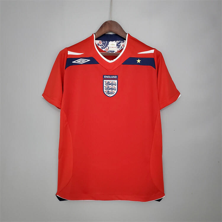 2008-10 England Away Red Retro Soccer Jersey Football Shirt -