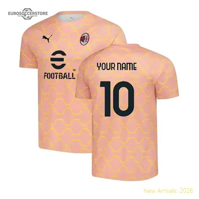 Outstanding 2025-2026 Ac Milan Warm Up Match Jersey (pink Fruit) (y