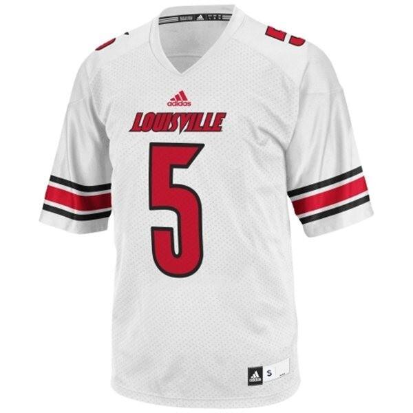 Men Louisville Cardinals #5 Teddy Bridgewater White Adidas Stitch Jersey