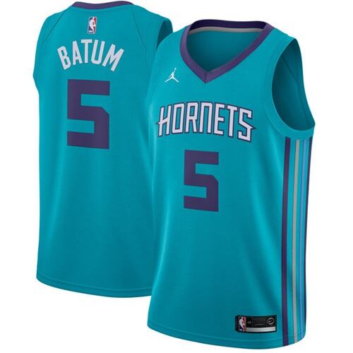 Nike Charlotte Hornets #5 Nicolas Batum Teal NBA Jordan Swingman Icon Edition Jersey Mens
