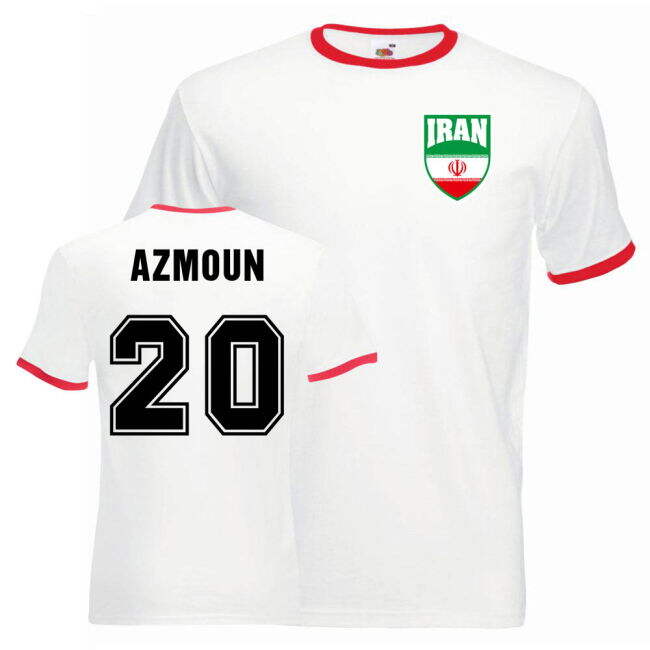 Limited-Edition Sardar Azmoun Iran Ringer Tee (White-Red)