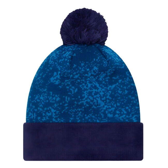 Chelsea Retro Lion All Over Print Blue Bobble Knit Beanie Hat