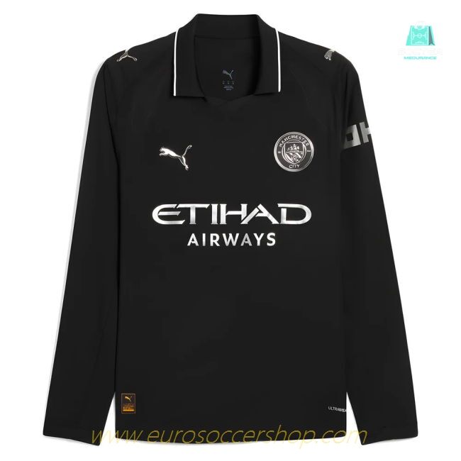 2025-2026 Man City Authentic Long Sleeve Away Shirt