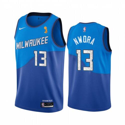 MIL #13 Jordan Nwora Top-Grade 2021 Finals NBA Jersey - Blue City
