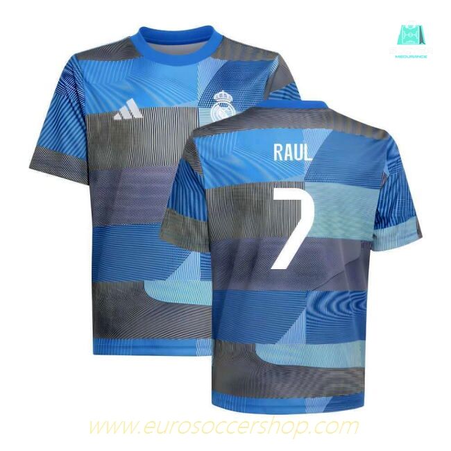2025-2026 Real Madrid Pre-Match Shirt (Blue) - Kids (Raul 7)