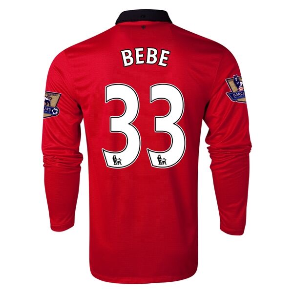 13-14 Manchester United 33 BEBE Home Long Sleeve Jersey Shirt -