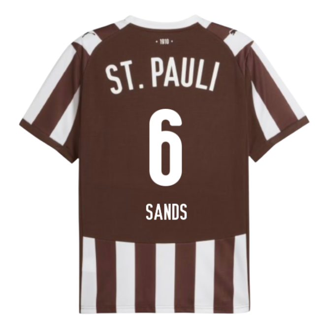 Football St Pauli Home Shirt Sands #6 High Performance Official Ne...