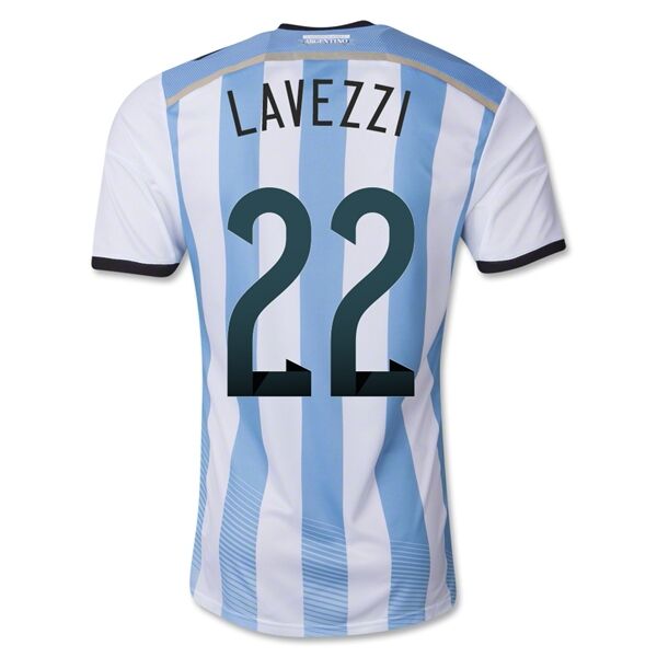 2014 Argentina 22 LAVEZZI Home Soccer Jersey Shirt - Official Replica