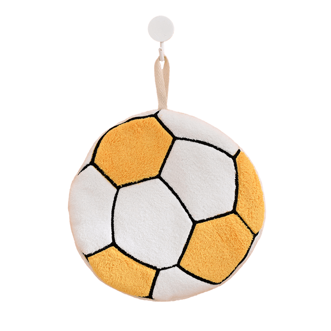1 Pcs Hanging coral fleece quick-drying football hand towel YellowAuth
