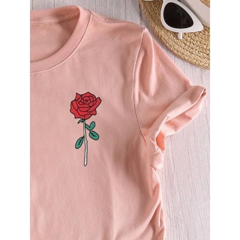 Short Sleeve Floral Print T Shirt KO5893