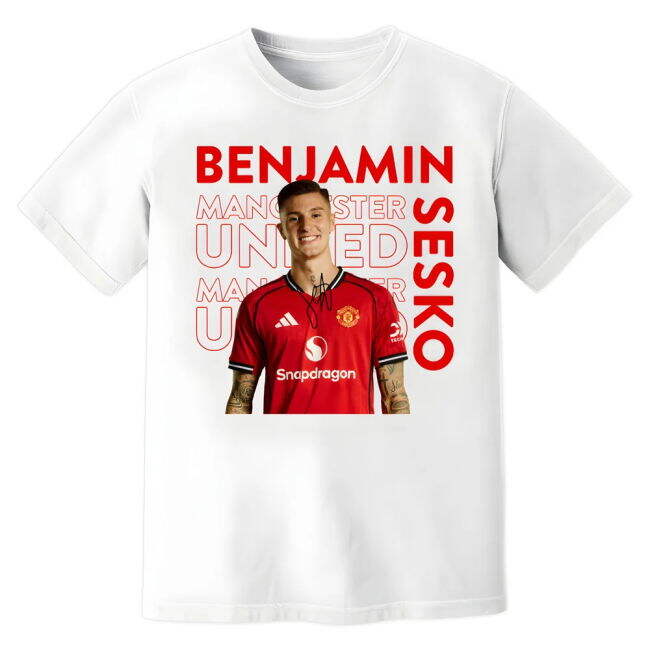 Stylish Benjamin Sesko Man United New Signing T-Shirt (White) for T...