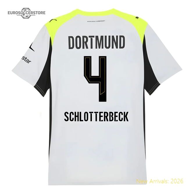 Authentic 2025-2026 Borussia Dortmund Away Shirt (Schlotterbeck 4)