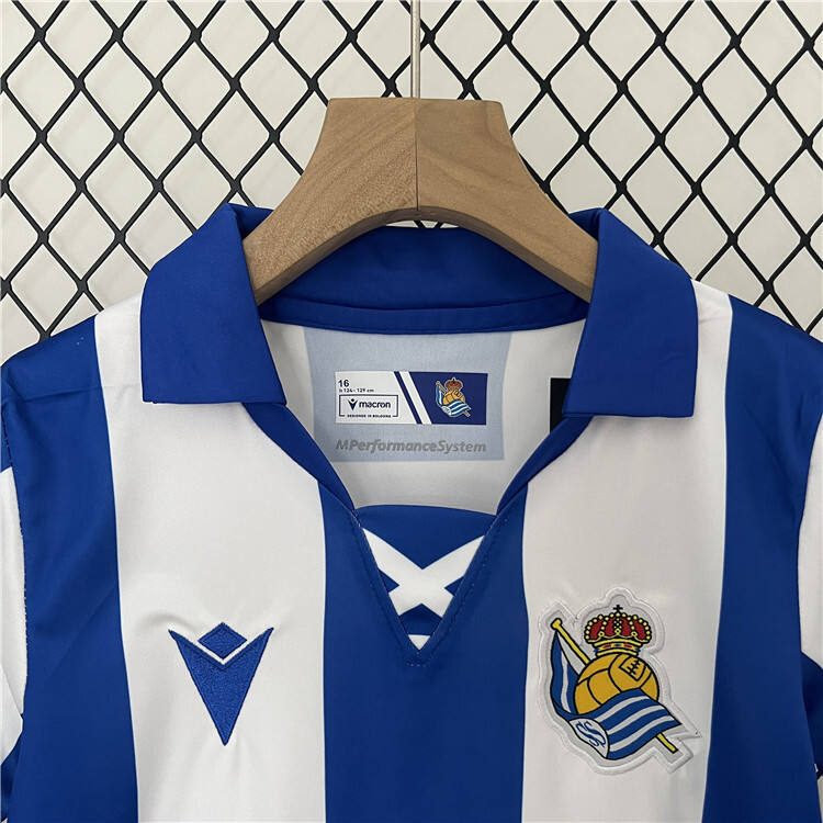 Premium Quality Kids Real Sociedad 2425 Home Football Kit ShirtShorts