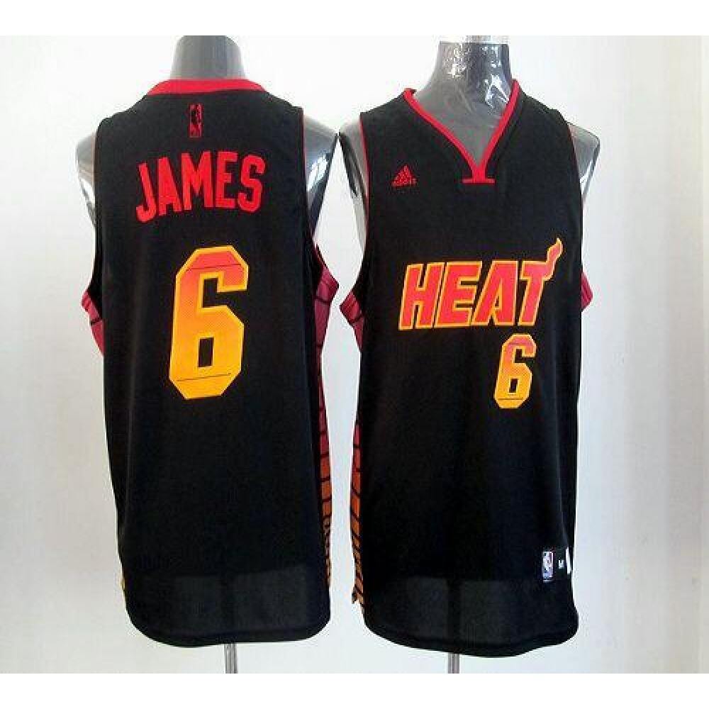 Fan Favorite Contemporary Men's Heat #6 LeBron Black Basketball Jersey