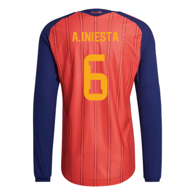 2026/27 Spain National Pro Player Long Sleeve Home Jersey (a.iniesta 6