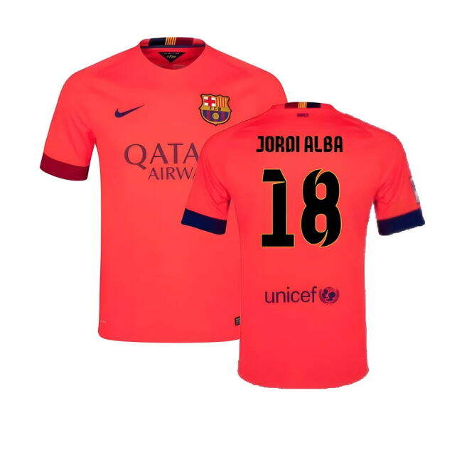 Barcelona 2014-15 Away Shirt ((Excellent) L) (Jordi Alba 18)