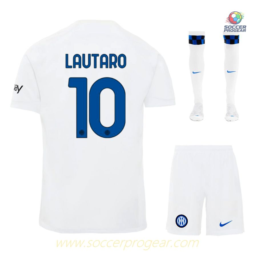 Inter Milan 2023 2024 Away Lautaro Children's Edition Soccer Uniform Soccer Jersey
