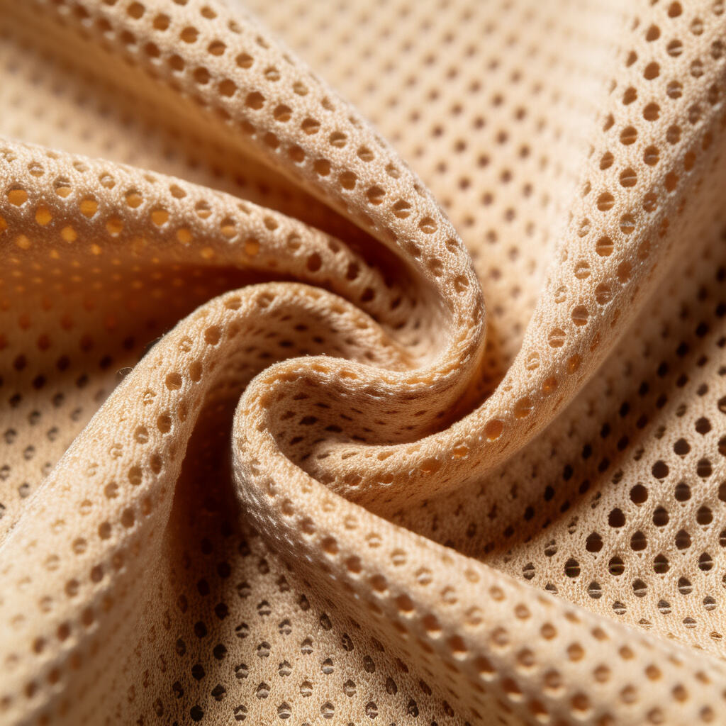 A close-up macro shot of jersey fabric texture, highlighting its weave and breathable qualities