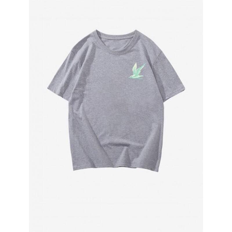 Bird Live For Adventure Print Drop Shoulder T Shirt LT2177