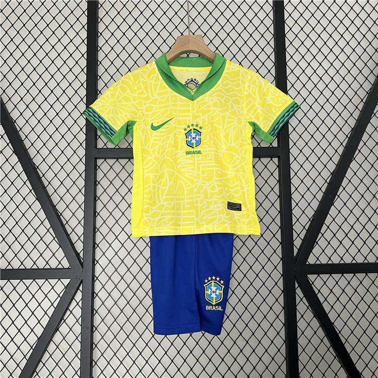 Kids Brazil Copa America 2024 Home Kit ShirtShorts - Official Replica
